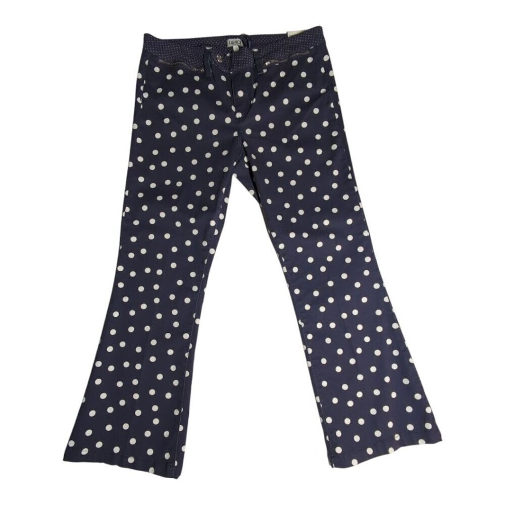 Liu Jo Pants Milano Cropped Polka‎ Dot Whimsy Navy Blue/White Size 29 NWT